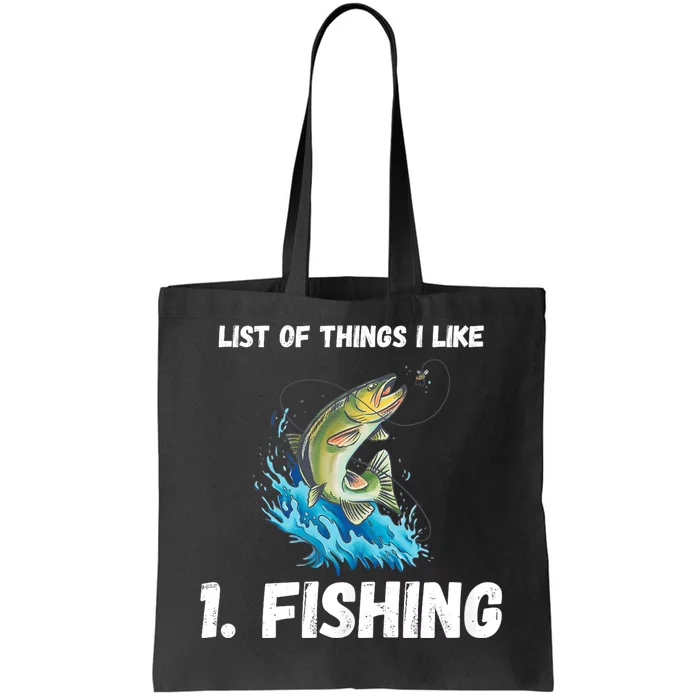 Fishing List Of Things I Like Fishing Hobby Fishing Game Tote Bag