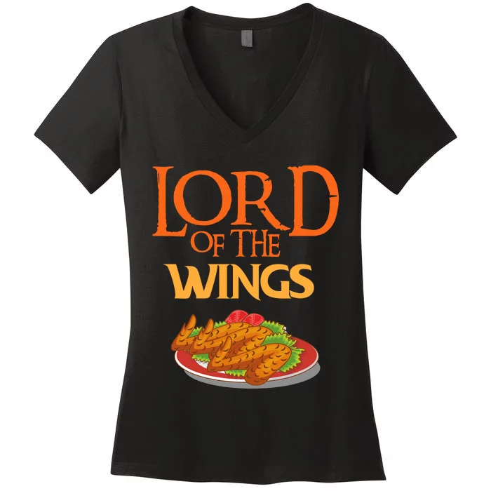 Funny Lord Of The Wings Chicken Wings Funny Chicken Wings Women's V-Neck T-Shirt