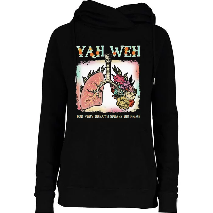 Floral Lung Our Very Breath Speaks His Name Yhwh Christian Womens Funnel Neck Pullover Hood