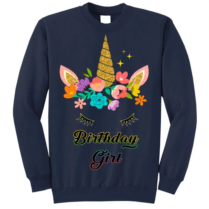 Floral Birthday Girl Unicorn Tall Sweatshirt