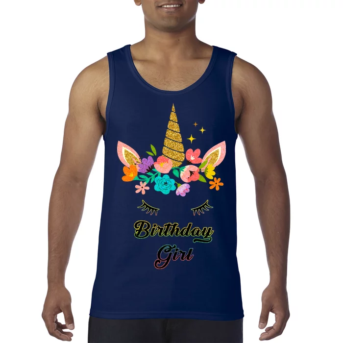 Floral Birthday Girl Unicorn Tank Top