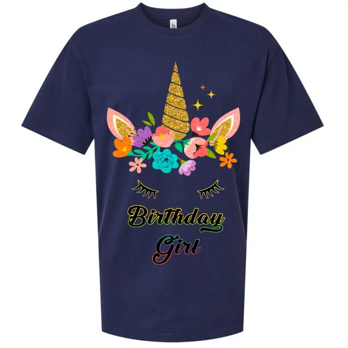 Floral Birthday Girl Unicorn Sueded Cloud Jersey T-Shirt