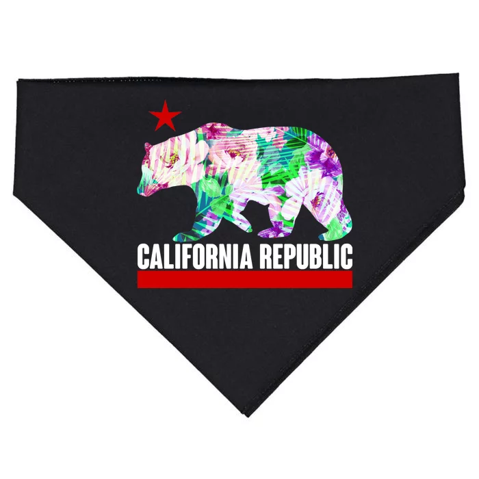 Floral California Republic Bear Tropical Bear USA-Made Doggie Bandana