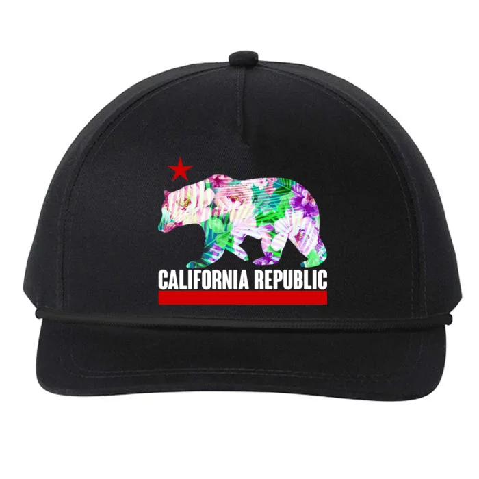 Floral California Republic Bear Tropical Bear Snapback Five-Panel Rope Hat