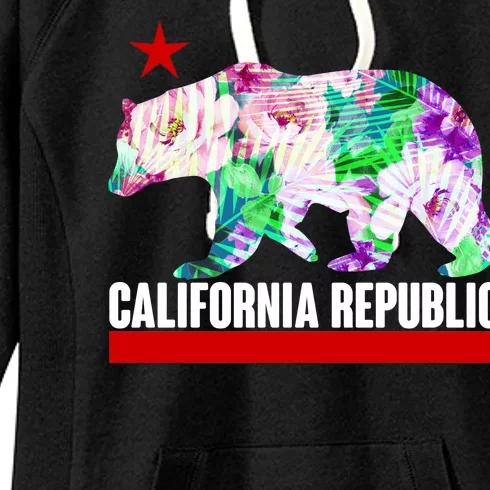 Floral California Republic Bear Tropical Bear Women's Fleece Hoodie