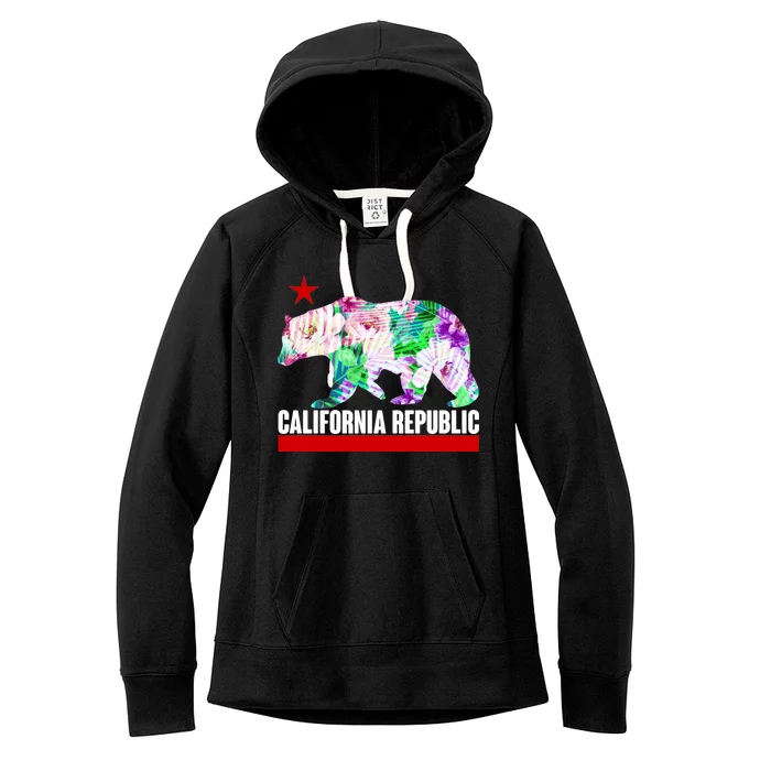 Floral California Republic Bear Tropical Bear Women's Fleece Hoodie