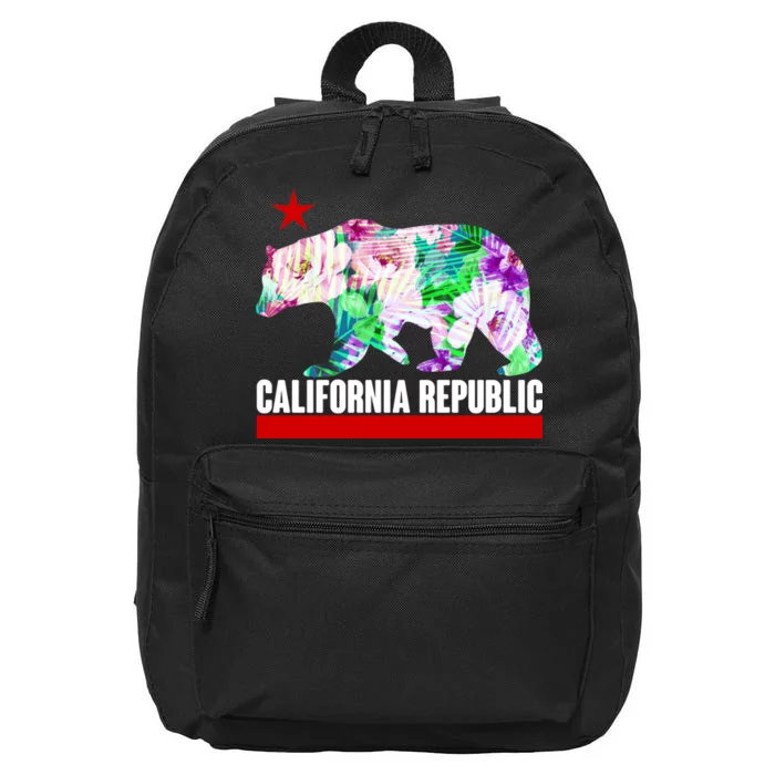 Floral California Republic Bear Tropical Bear 16 in Basic Backpack