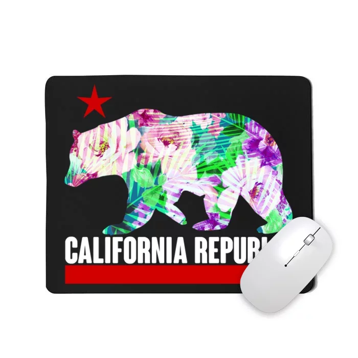 Floral California Republic Bear Tropical Bear Mousepad