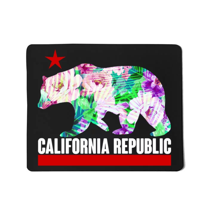 Floral California Republic Bear Tropical Bear Mousepad