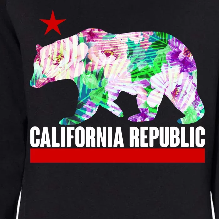 Floral California Republic Bear Tropical Bear Womens California Wash Sweatshirt