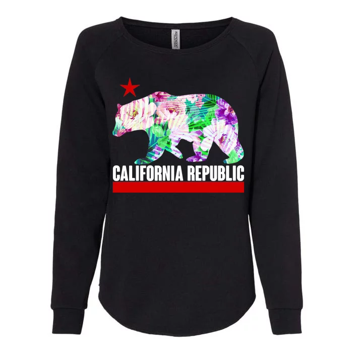 Floral California Republic Bear Tropical Bear Womens California Wash Sweatshirt