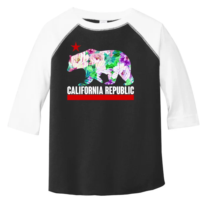 Floral California Republic Bear Tropical Bear Toddler Fine Jersey T-Shirt