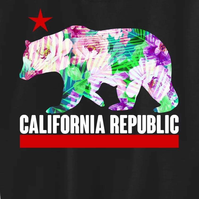 Floral California Republic Bear Tropical Bear Kids Sweatshirt