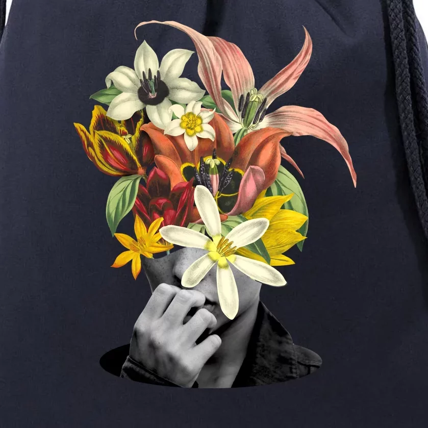 Floral Head Art Drawstring Bag