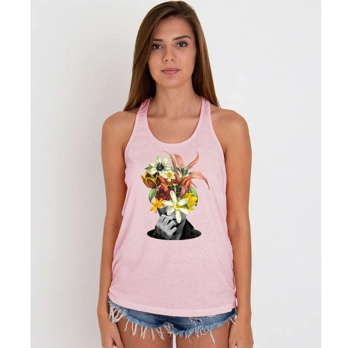 Floral Head Art Women's Knotted Racerback Tank