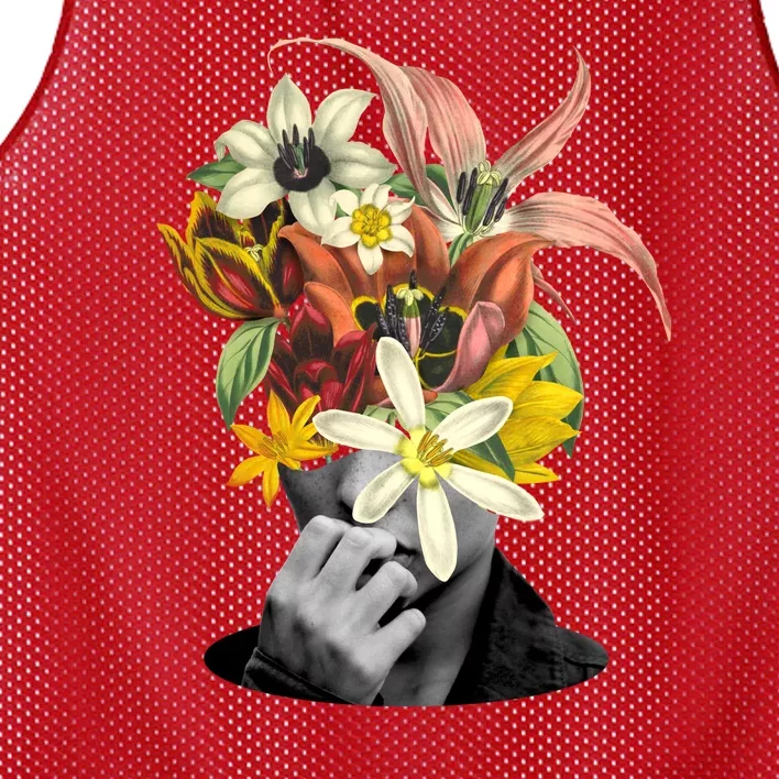 Floral Head Art Mesh Reversible Basketball Jersey Tank