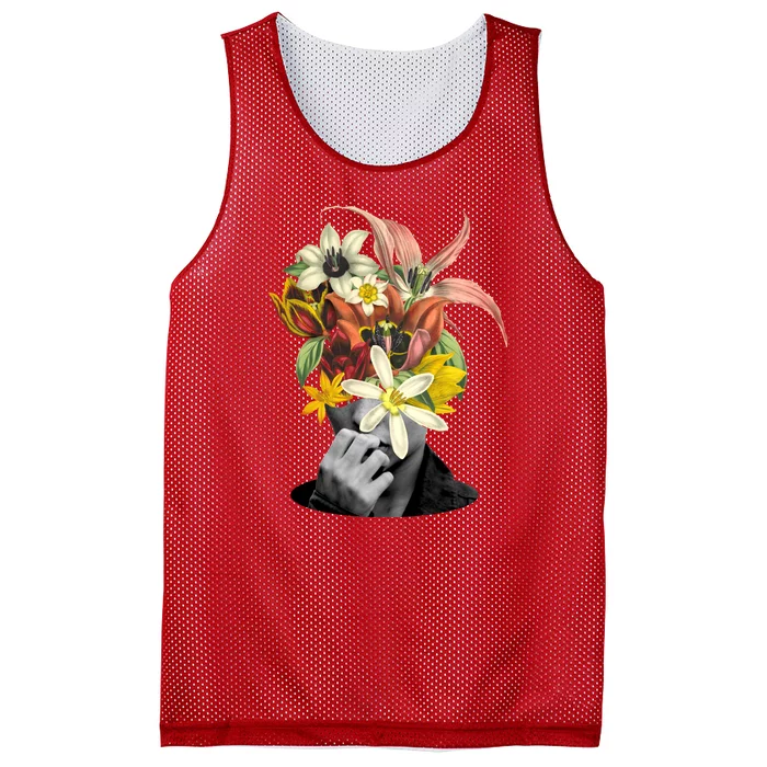 Floral Head Art Mesh Reversible Basketball Jersey Tank