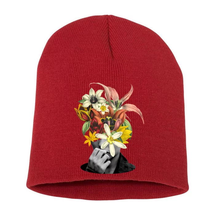 Floral Head Art Short Acrylic Beanie