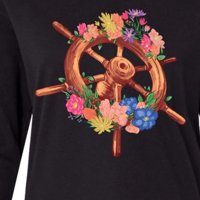 Floral Helm Womens Cotton Relaxed Long Sleeve T-Shirt