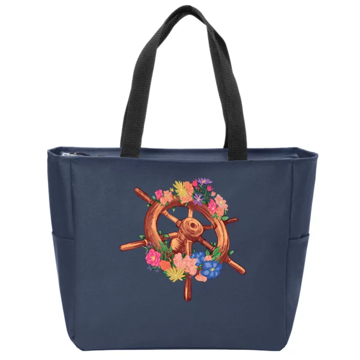 Floral Helm Zip Tote Bag