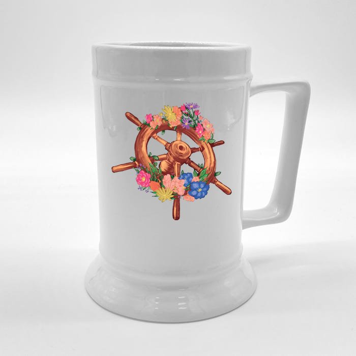 Floral Helm Front & Back Beer Stein