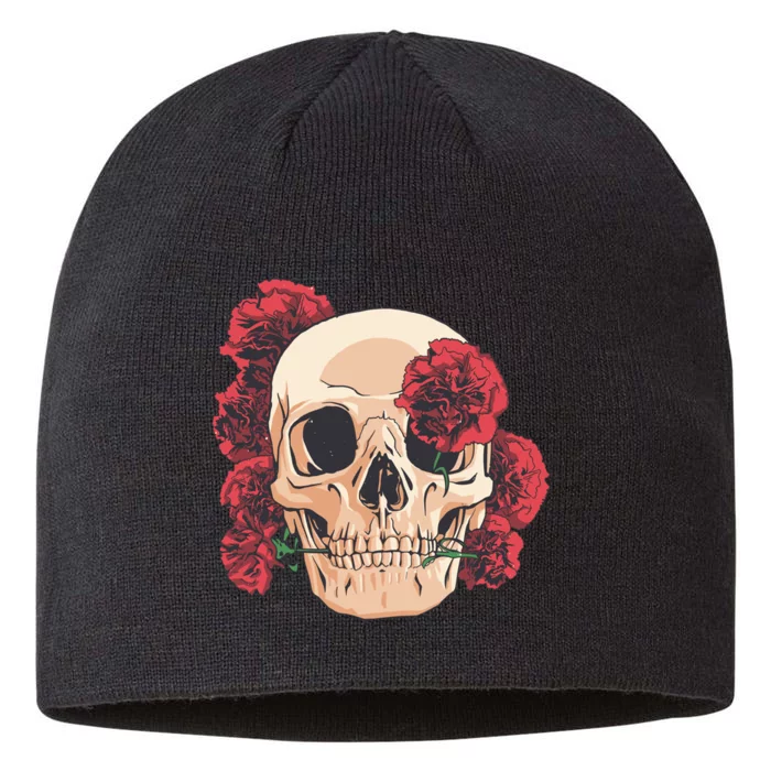 Floral Skull 8 1/2in Sustainable Knit Beanie