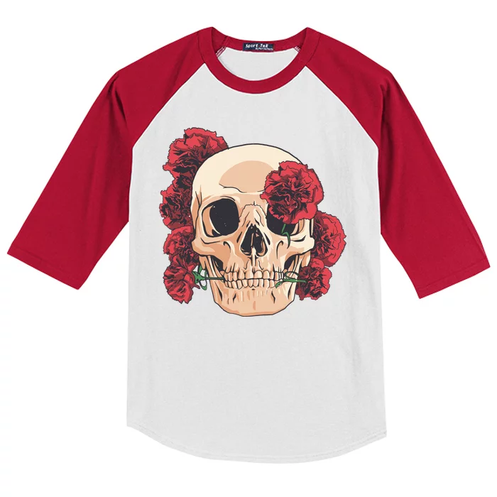 Floral Skull Kids Colorblock Raglan Jersey