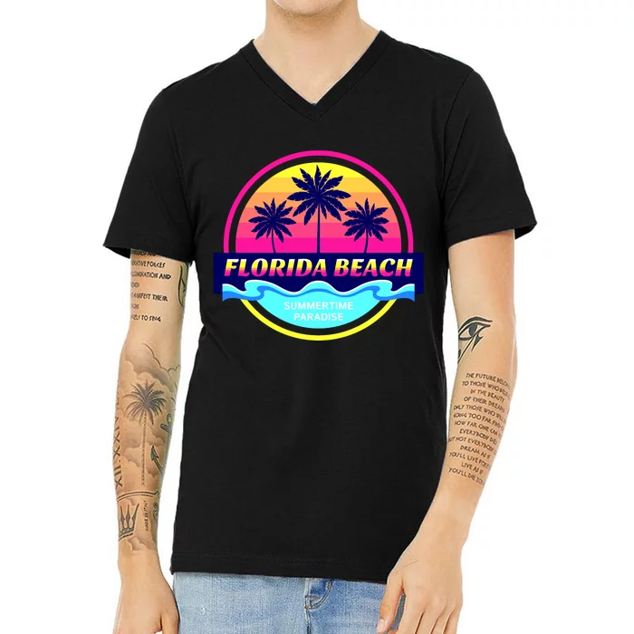 Florida Beach Retro V-Neck T-Shirt