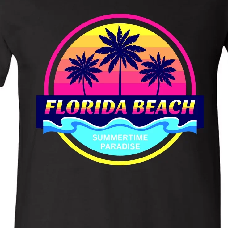 Florida Beach Retro V-Neck T-Shirt