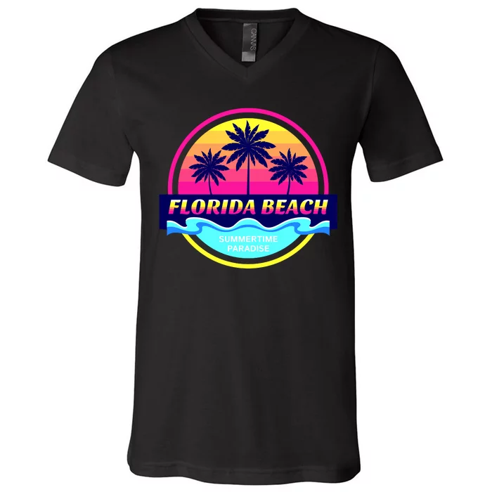 Florida Beach Retro V-Neck T-Shirt