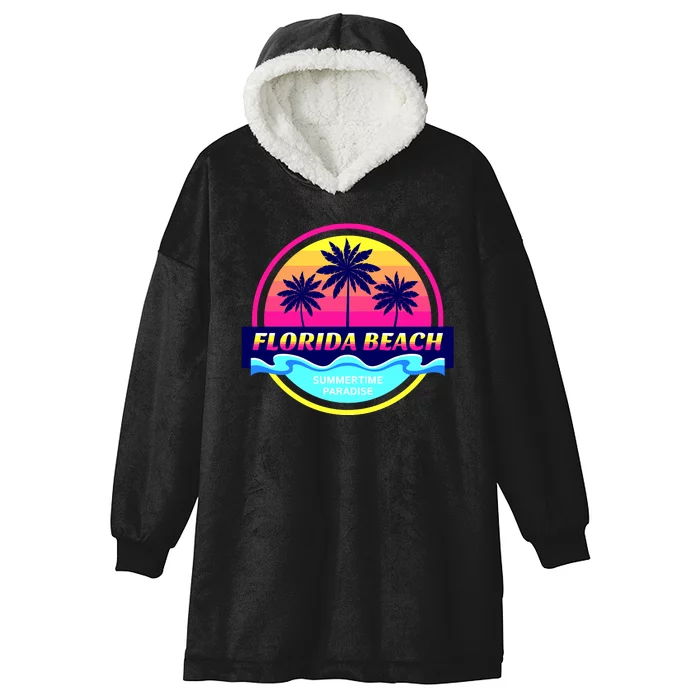 Florida Beach Retro Hooded Wearable Blanket