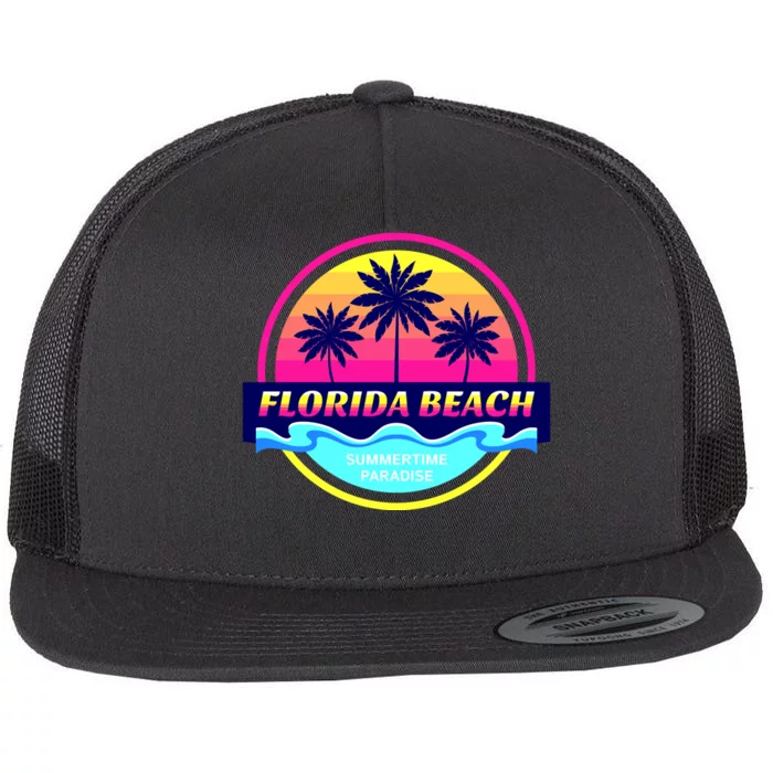 Florida Beach Retro Flat Bill Trucker Hat