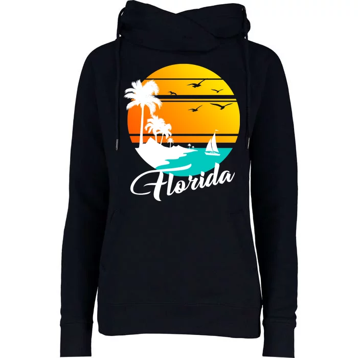 Florida Beach Sunset Womens Funnel Neck Pullover Hood