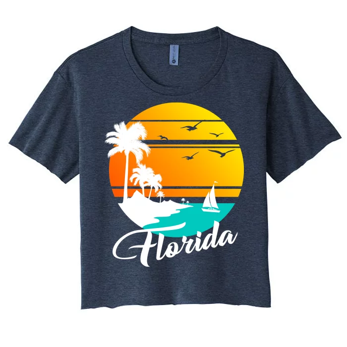 Florida Beach Sunset Women's Crop Top Tee