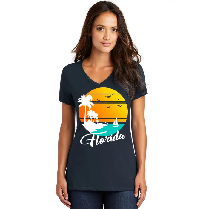 Florida Beach Sunset Women's V-Neck T-Shirt