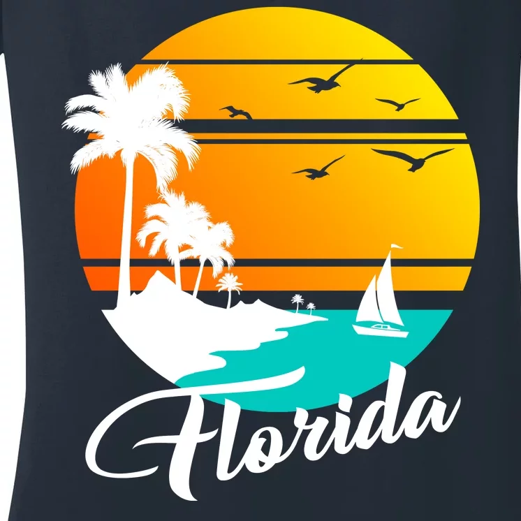 Florida Beach Sunset Women's V-Neck T-Shirt