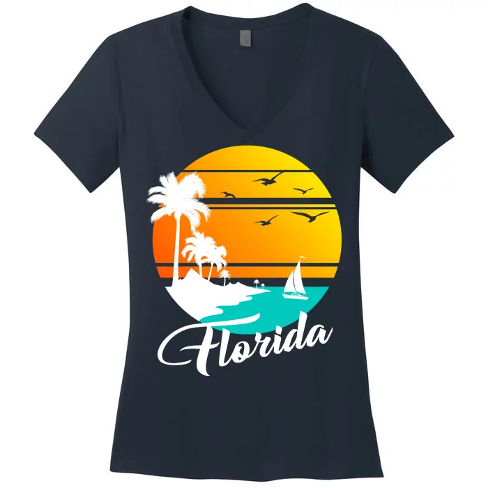 Florida Beach Sunset Women's V-Neck T-Shirt