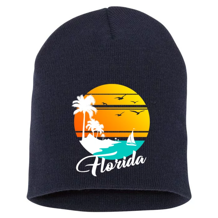 Florida Beach Sunset Short Acrylic Beanie