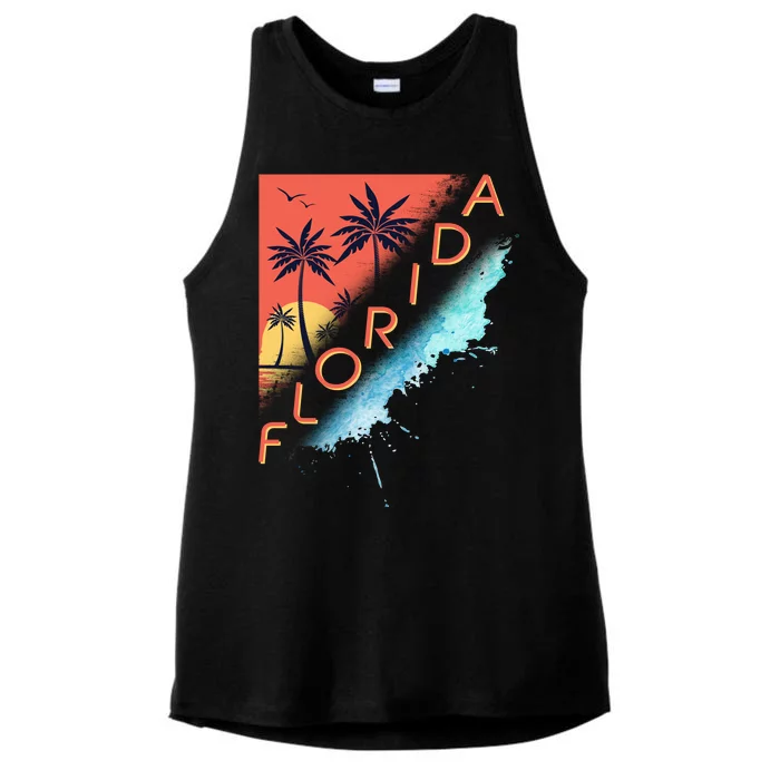 Florida Beach Vacation Ladies Tri-Blend Wicking Tank