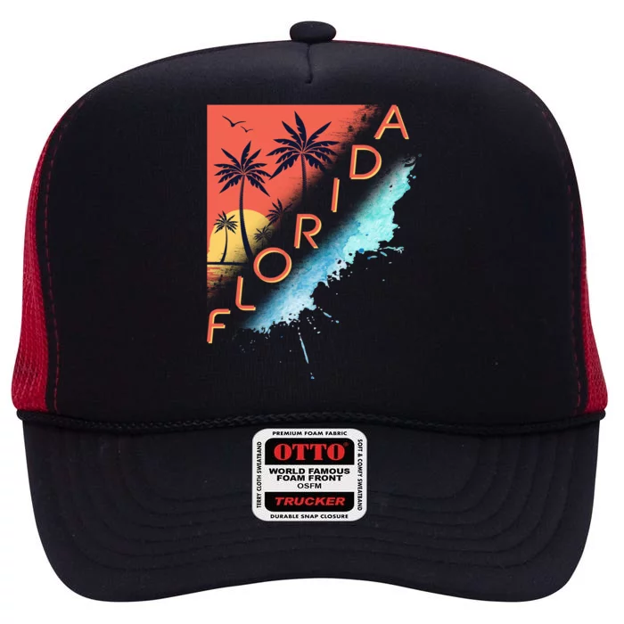 Florida Beach Vacation High Crown Mesh Trucker Hat