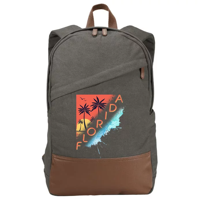 Florida Beach Vacation Cotton Canvas Backpack