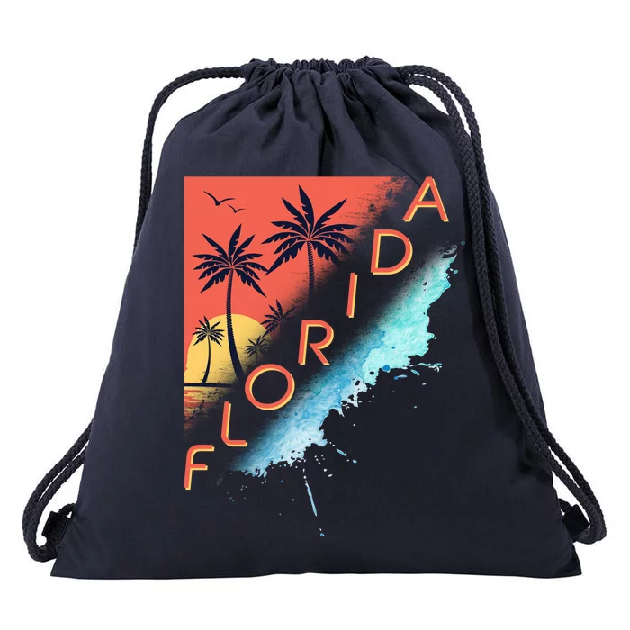 Florida Beach Vacation Drawstring Bag