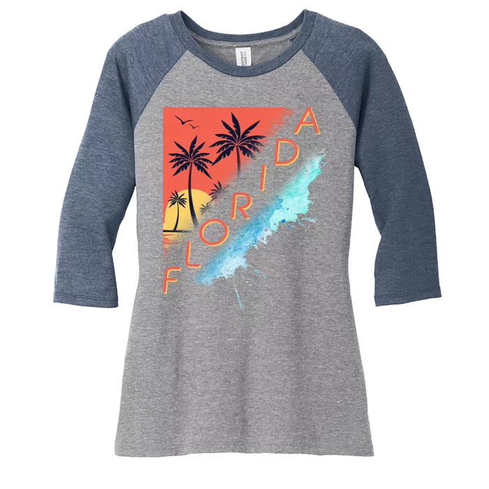 Florida Beach Vacation Women's Tri-Blend 3/4-Sleeve Raglan Shirt