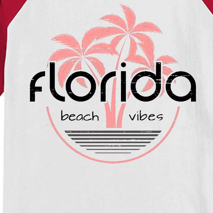 Florida Beach Vibes Retro Kids Colorblock Raglan Jersey