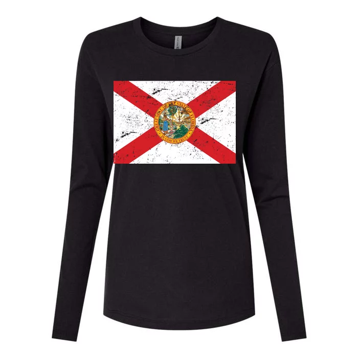 Florida Flag Distressed Vintage Womens Cotton Relaxed Long Sleeve T-Shirt