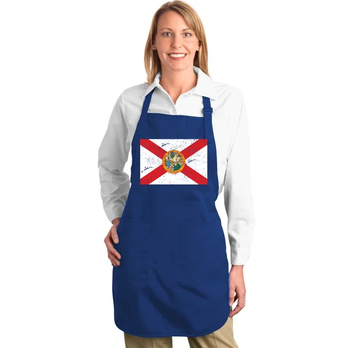 Florida Flag Distressed Vintage Full-Length Apron With Pocket