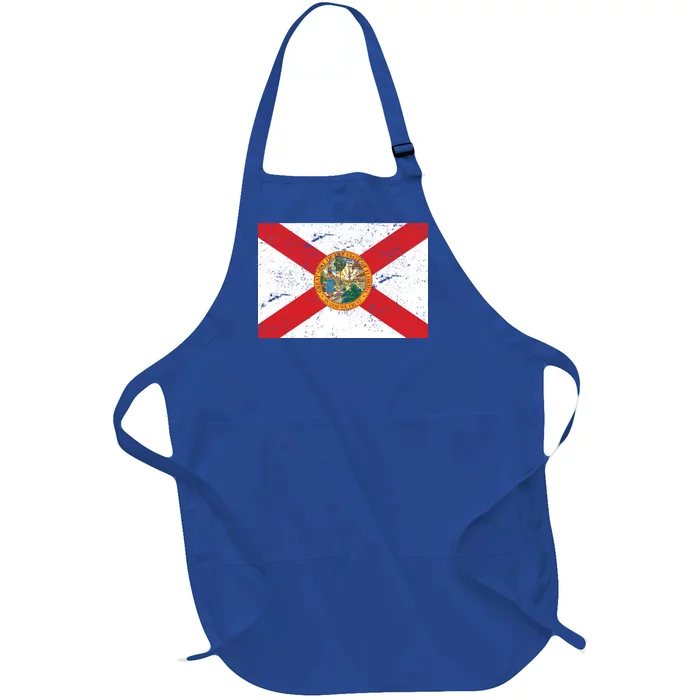 Florida Flag Distressed Vintage Full-Length Apron With Pocket