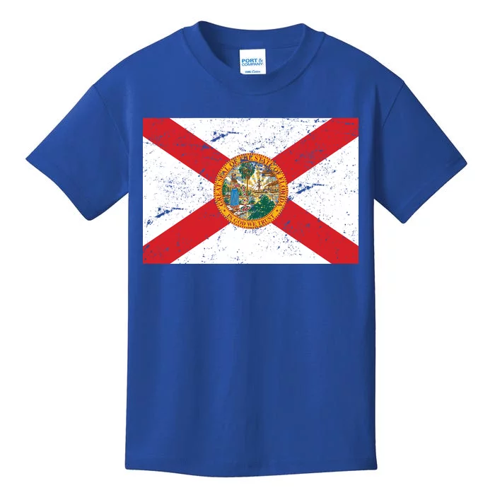 Florida Flag Distressed Vintage Kids T-Shirt