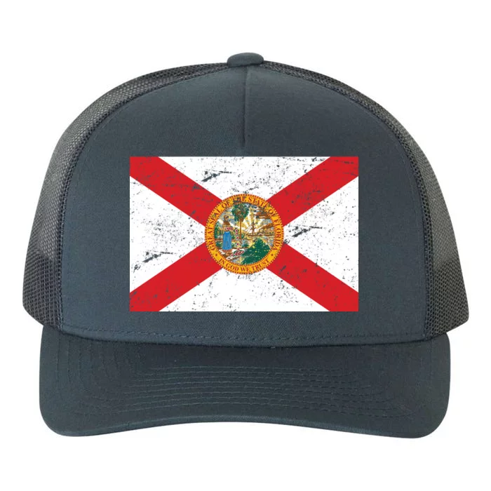 Florida Flag Distressed Vintage Yupoong Adult 5-Panel Trucker Hat