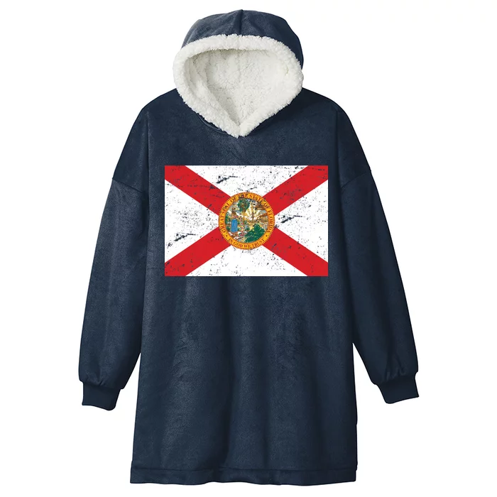 Florida Flag Distressed Vintage Hooded Wearable Blanket